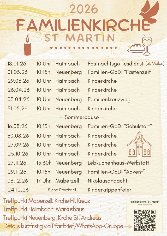 Flyer mit den Familiengottesdiensten in St. Martin in 2026